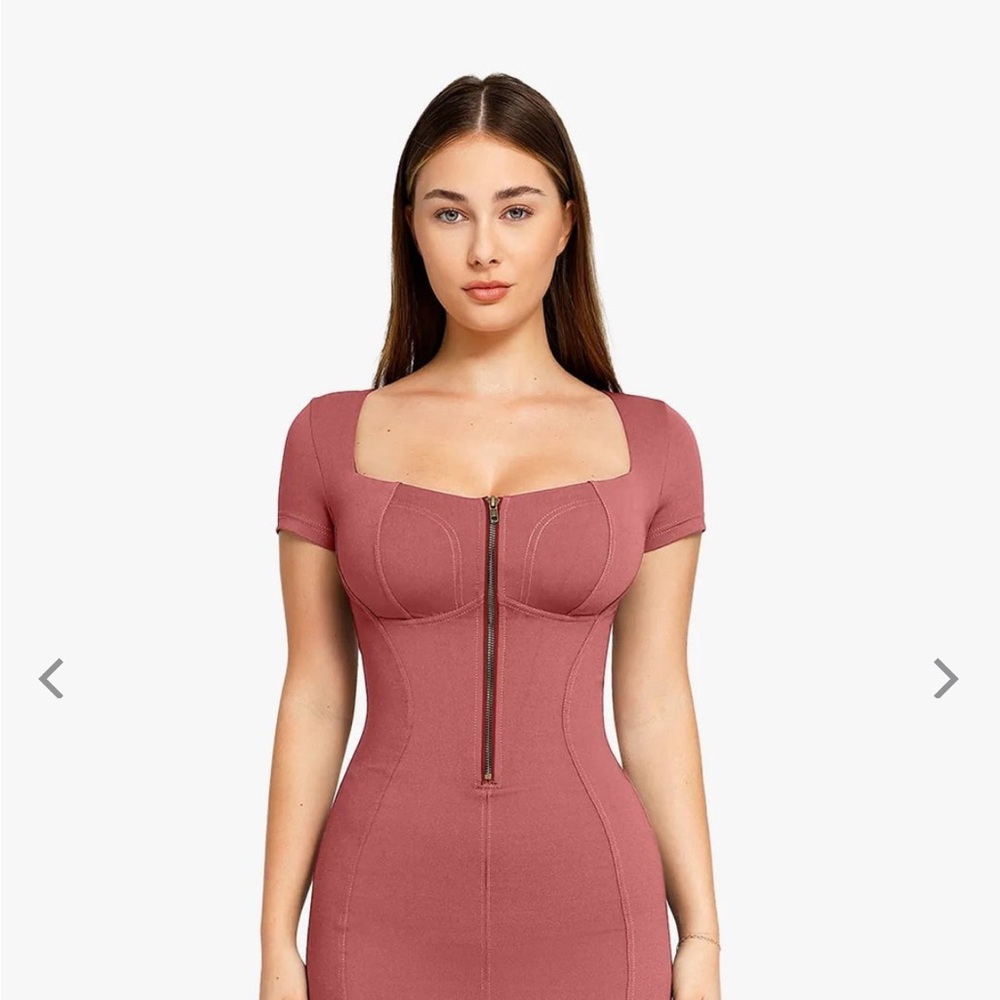 Shapewear den square neck tummy control midi dress